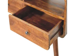 Artisan Furniture Madeira maciça Mesa Console Tripla Curva em Tom Castanho