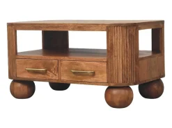 Artisan Furniture Madeira maciça Mesa de Centro Briarwood com Frisos