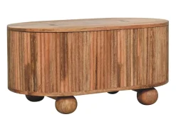Artisan Furniture Madeira Maciça Mesa de Centro Soba Ball com Tampa Levantável, 1 Armazenamento, Bege