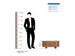 Artisan Furniture Madeira Maciça Mesa de Centro Soba Ball com Tampa Levantável, 1 Armazenamento, Bege