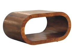 Artisan Furniture Madeira Maciça Mesa de Centro Amaya, Compartimento Aberto, Marrom Escuro