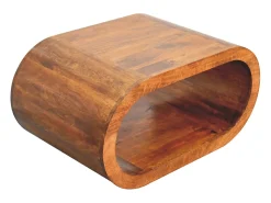 Artisan Furniture Madeira Maciça Mesa de Centro Amaya, Compartimento Aberto, Marrom Escuro