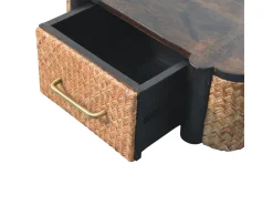 Artisan Furniture Madeira maciça Gaveta de Parede Curva em Rattan