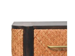 Artisan Furniture Madeira maciça Gaveta de Parede Curva em Rattan