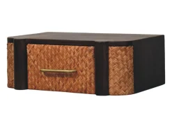 Artisan Furniture Madeira maciça Gaveta de Parede Curva em Rattan