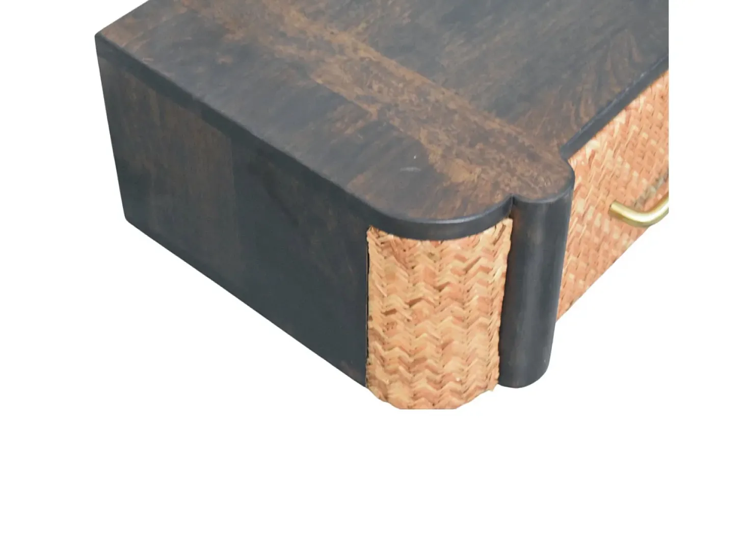 Artisan Furniture Madeira maciça Gaveta de Parede Curva em Rattan