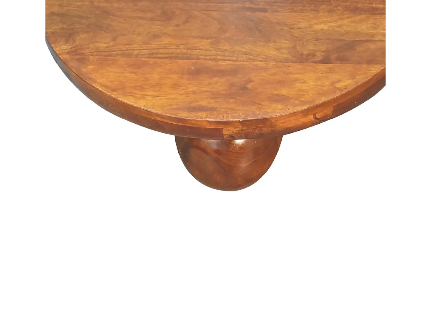 Artisan Furniture Mesa de cabeceira em madeira maciça castanha com bola central