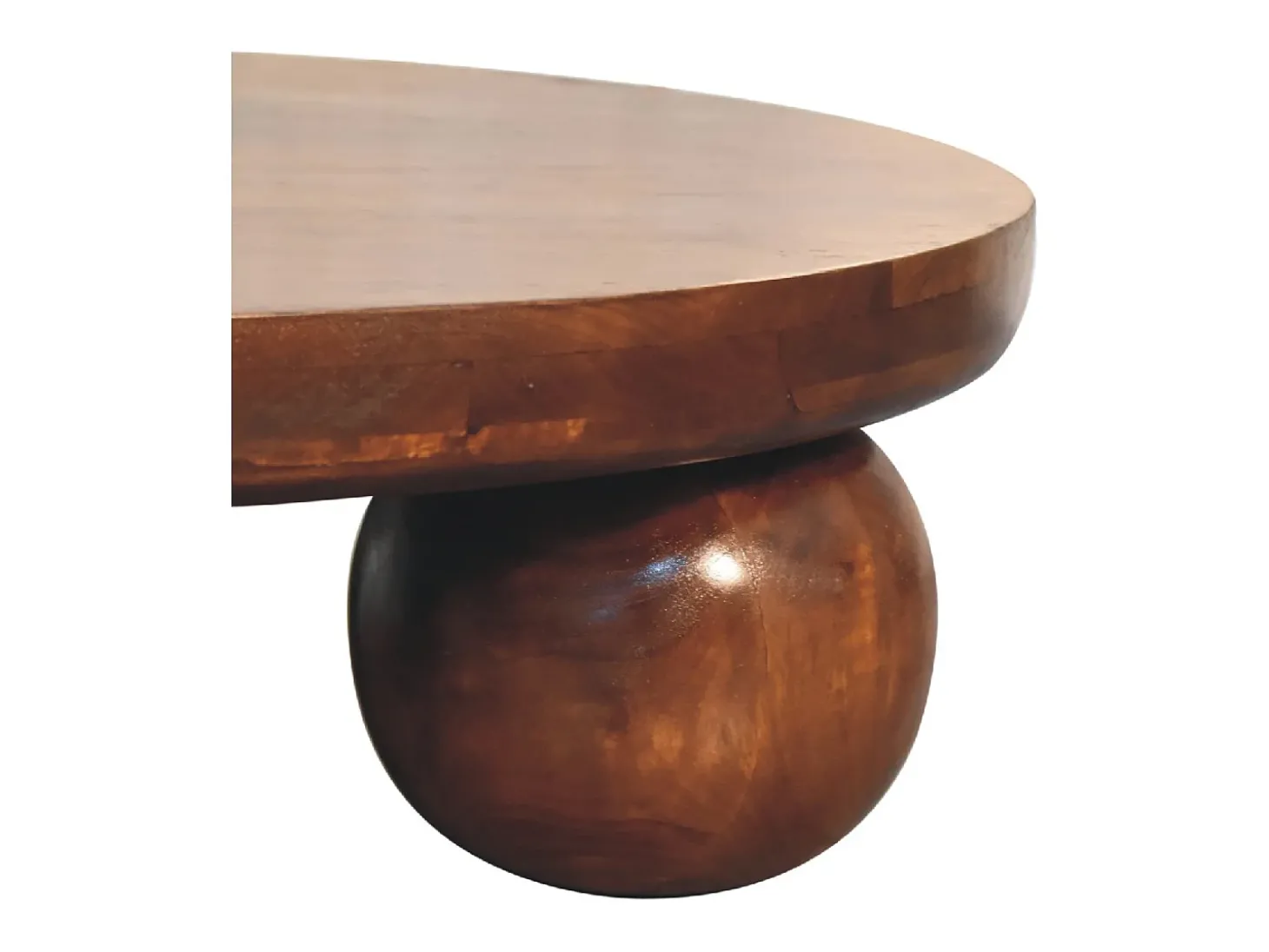 Artisan Furniture Mesa de cabeceira em madeira maciça castanha com bola central