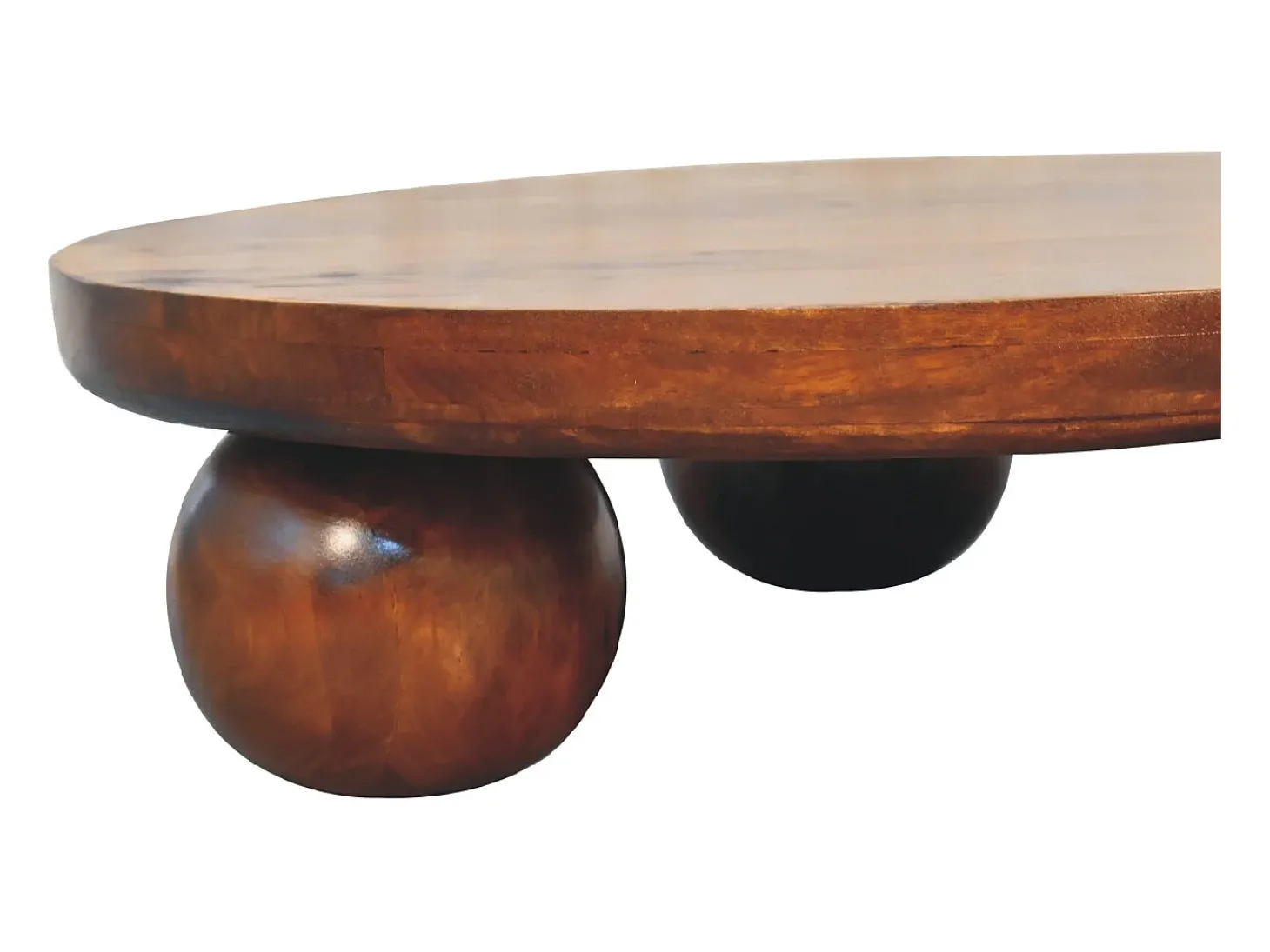 Artisan Furniture Mesa de cabeceira em madeira maciça castanha com bola central
