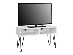 Athena | Móvel TV com 2 compartimentos em efeito mármore branco