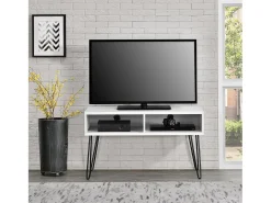 Athena | Móvel TV com 2 compartimentos em efeito mármore branco