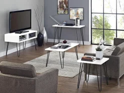 Athena | Móvel TV com 2 compartimentos em efeito mármore branco
