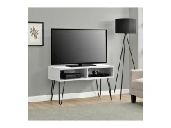 Athena | Móvel TV com 2 compartimentos em efeito mármore branco