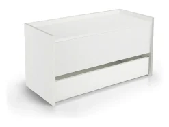 Baú Lantana, Móvel de entrada moderno com sapateira, Baú com dois recipientes, 100% Fabricado na Itália, 90x40h46 cm, Branco