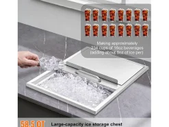 Balde de Gelo SucceBuy, 55,23 L, 61x46x33 cm, Geladeira de Aço Inoxidável com Tampa Deslizante, para Cozinha Exterior Vinho Cerveja