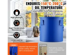 Balde de Graxa SucceBuy para Frigideira, 37 L, Bacio de Óleo com Bolsa Filtro, Azul, Aço Carbono com Revestimento Antiferrugem