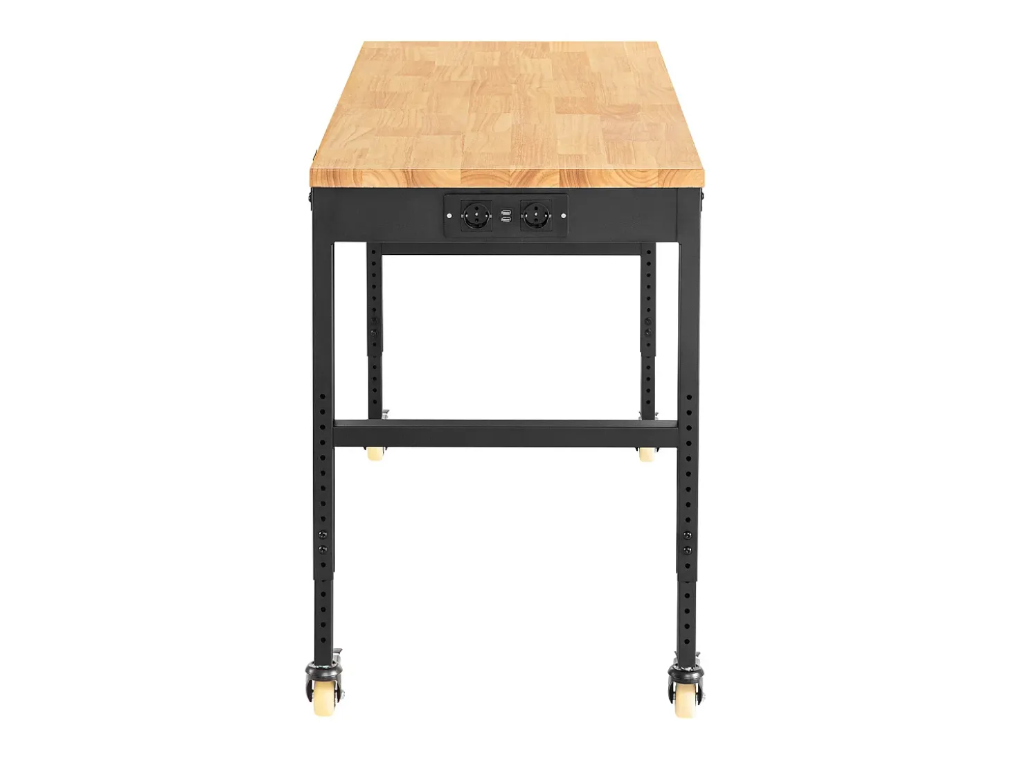 Bancada de Oficina Ajustável SucceBuy, 155x51x105 cm, Altura Ajustável 80-105 cm, com 4 Rodízios para Reparação e Bricolagem