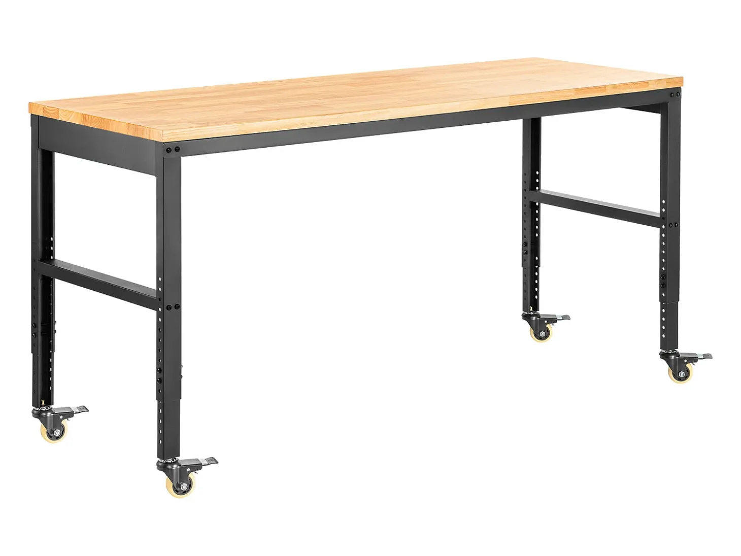 Bancada de Oficina Ajustável SucceBuy, 155x51x105 cm, Altura Ajustável 80-105 cm, com 4 Rodízios para Reparação e Bricolagem