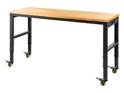 Bancada de Oficina Ajustável SucceBuy, 155x51x105 cm, Altura Ajustável 80-105 cm, com 4 Rodízios para Reparação e Bricolagem