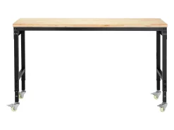 Bancada de Oficina SucceBuy, 152,4 cm, Mesa de Trabalho com Rodízios e Altura Ajustável, Capacidade de Carga 907,2 kg, em Carvalho para Escritório, Casa