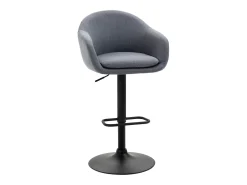 Banco alto, regulável em altura, com encosto e apoio para os pés, efeito linho, 112 cm de altura, cinza