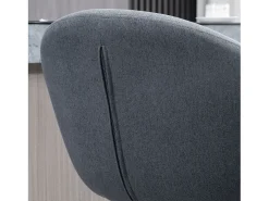 Banco alto, regulável em altura, com encosto e apoio para os pés, efeito linho, 112 cm de altura, cinza