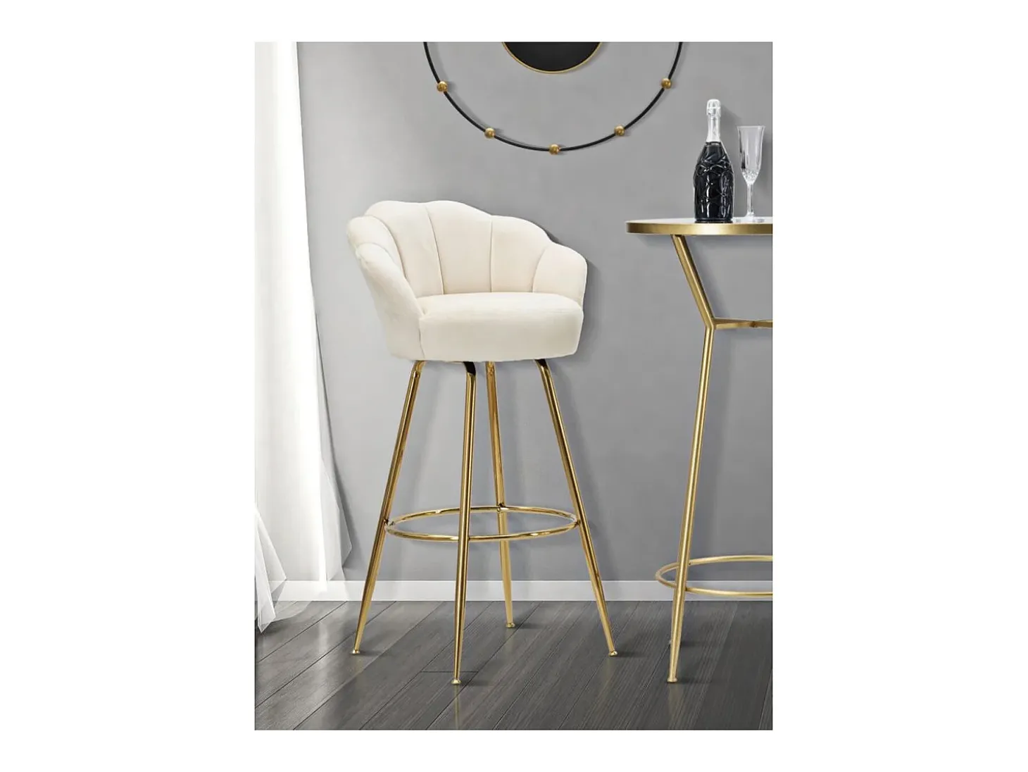 Banco Alto VKH451, Bege, 55x53x110 cm, Kendra Home