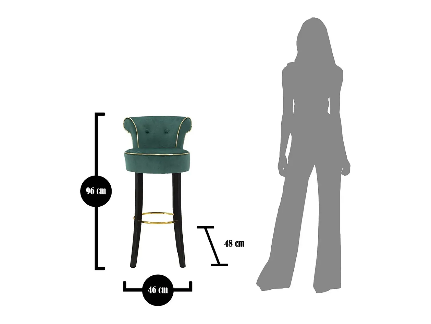 Banco Alto VKH443, Verde, 46x48x96 cm, Kendra Home