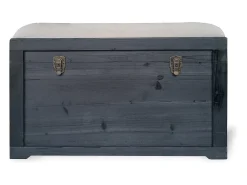 Banco baú com almofada em linho, C. 80 x P. 40 x A. 53 cm, Preto e bege, TURZA