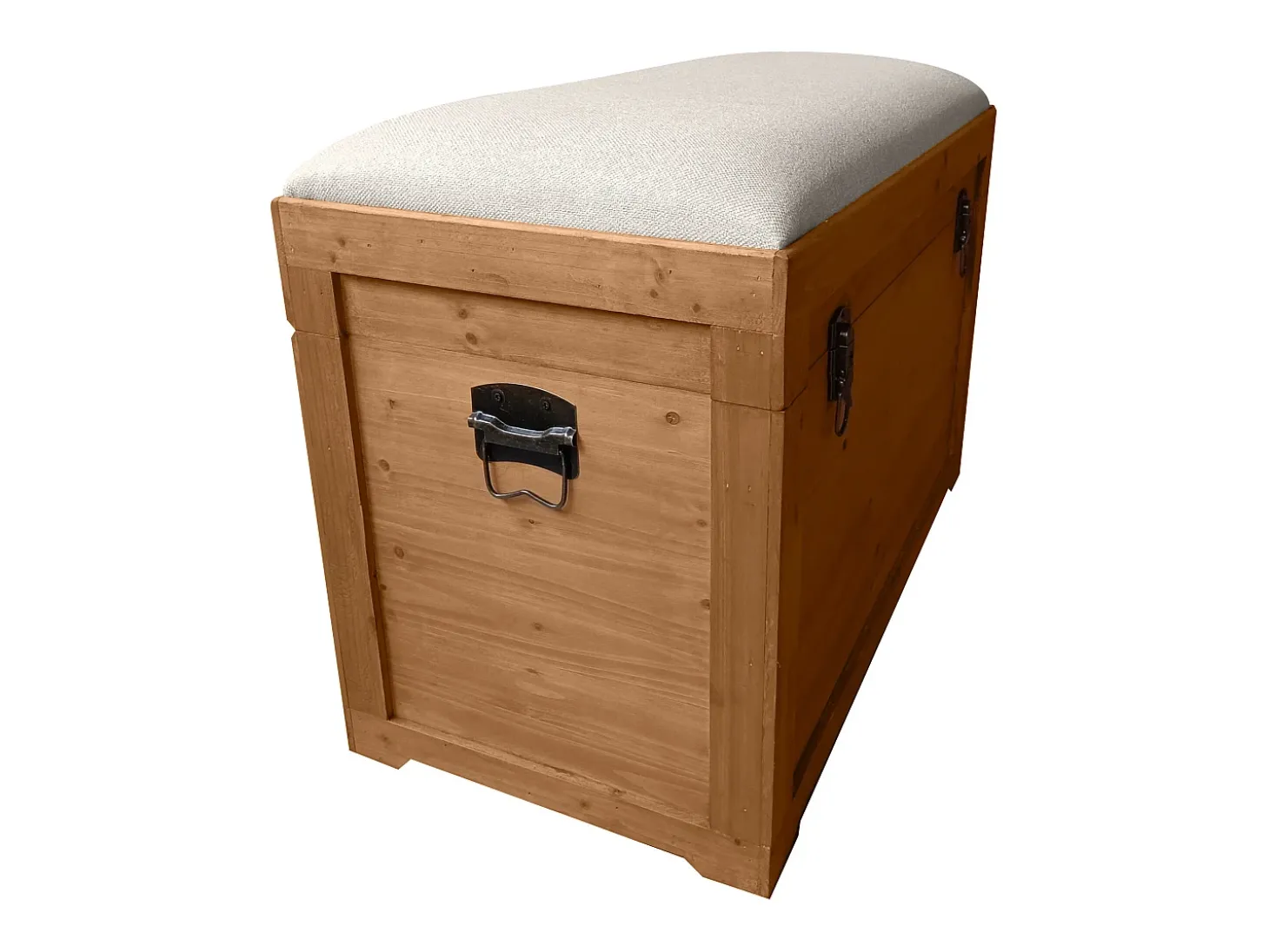 Banco com arrumação com almofada em linho C80xL40xA53 cm natural e bege - TURZA