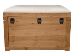 Banco com arrumação com almofada em linho C80xL40xA53 cm natural e bege - TURZA
