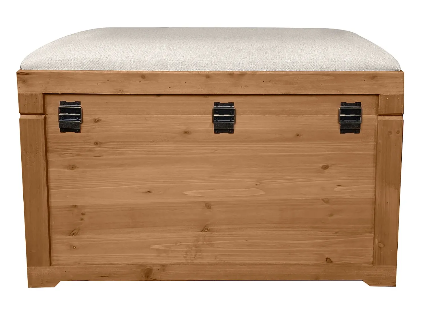 Banco com arrumação com almofada em linho C80xL40xA53 cm natural e bege - TURZA