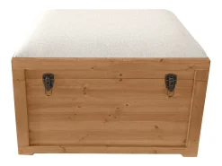 Banco com arrumação com almofada em linho C80xL40xA53 cm natural e bege - TURZA