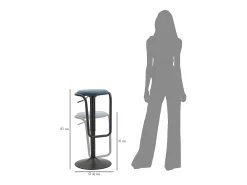 Banco De Bar Destiny Navy Com Altura Regulável Ø41x61 83 Cm Preto E Azul Mauroferretti