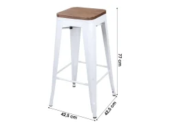 Banco de bar estilo vintage em metal, cor branca fosca - dimensões 43x43xH77cm