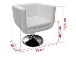 Banco de Bar Giratório couro artificial branco 63x59x(66.5-75.5)cm Altura Ajustável Estilo Moderno SHL629065