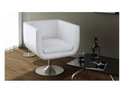 Banco de Bar Giratório couro artificial branco 63x59x(66.5-75.5)cm Altura Ajustável Estilo Moderno SHL629065