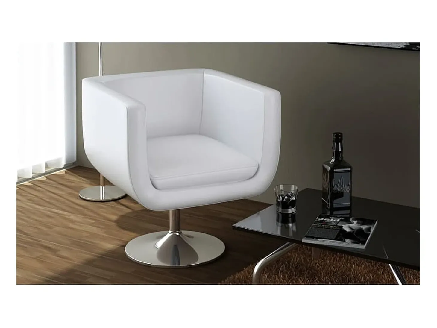 Banco de Bar Giratório couro artificial branco 63x59x(66.5-75.5)cm Altura Ajustável Estilo Moderno SHL629065