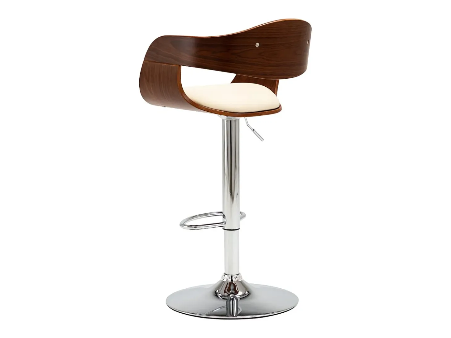 Banco de bar madeira curvada e couro artificial cor creme PT620462