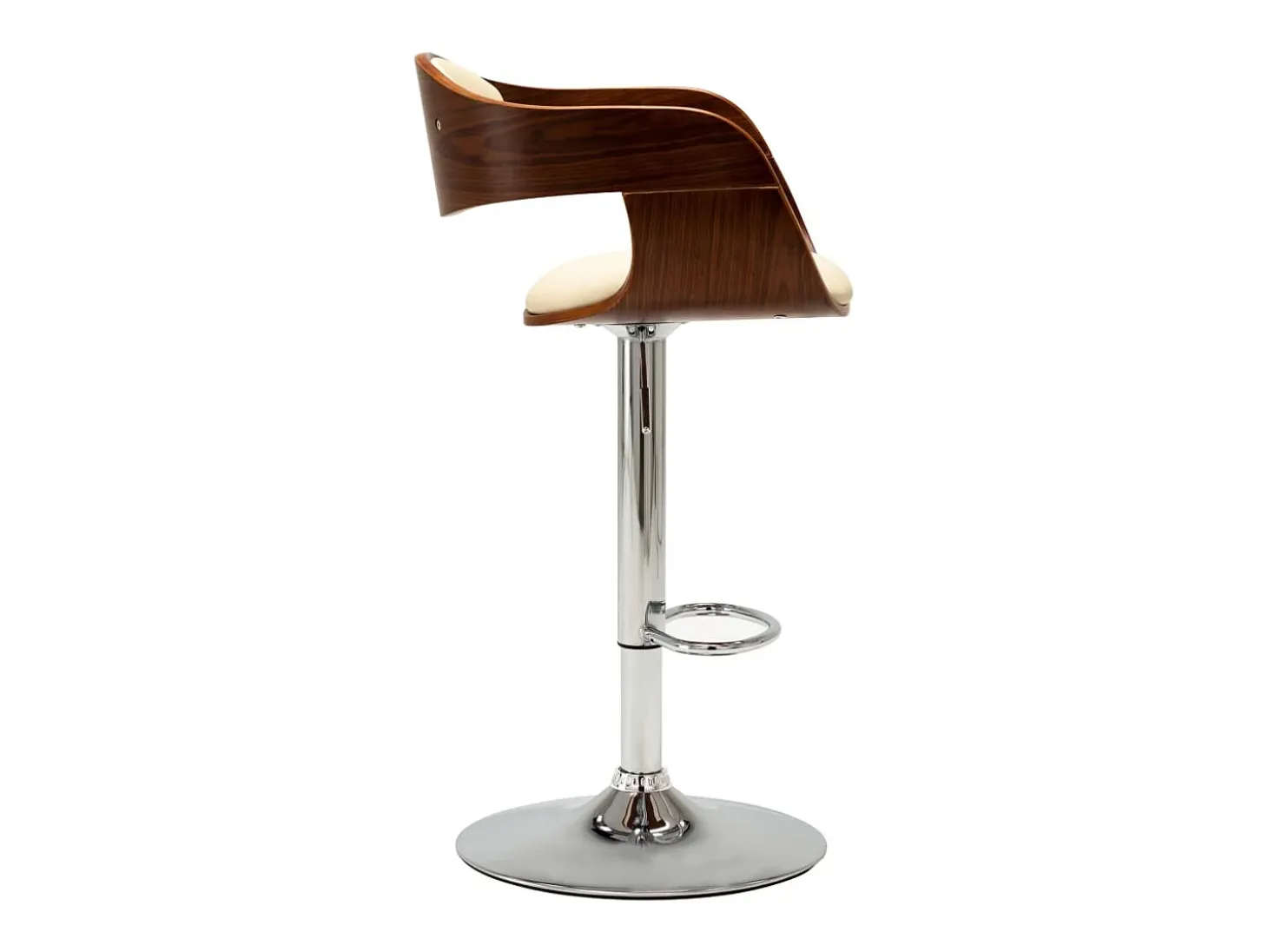 Banco de bar madeira curvada e couro artificial cor creme PT620462