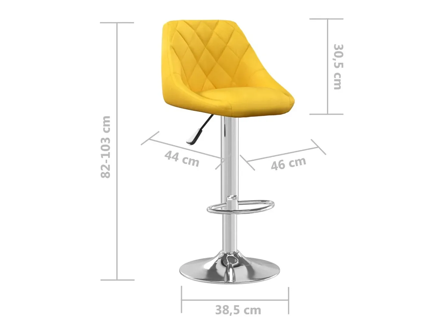 Banco de bar veludo amarelo mostarda