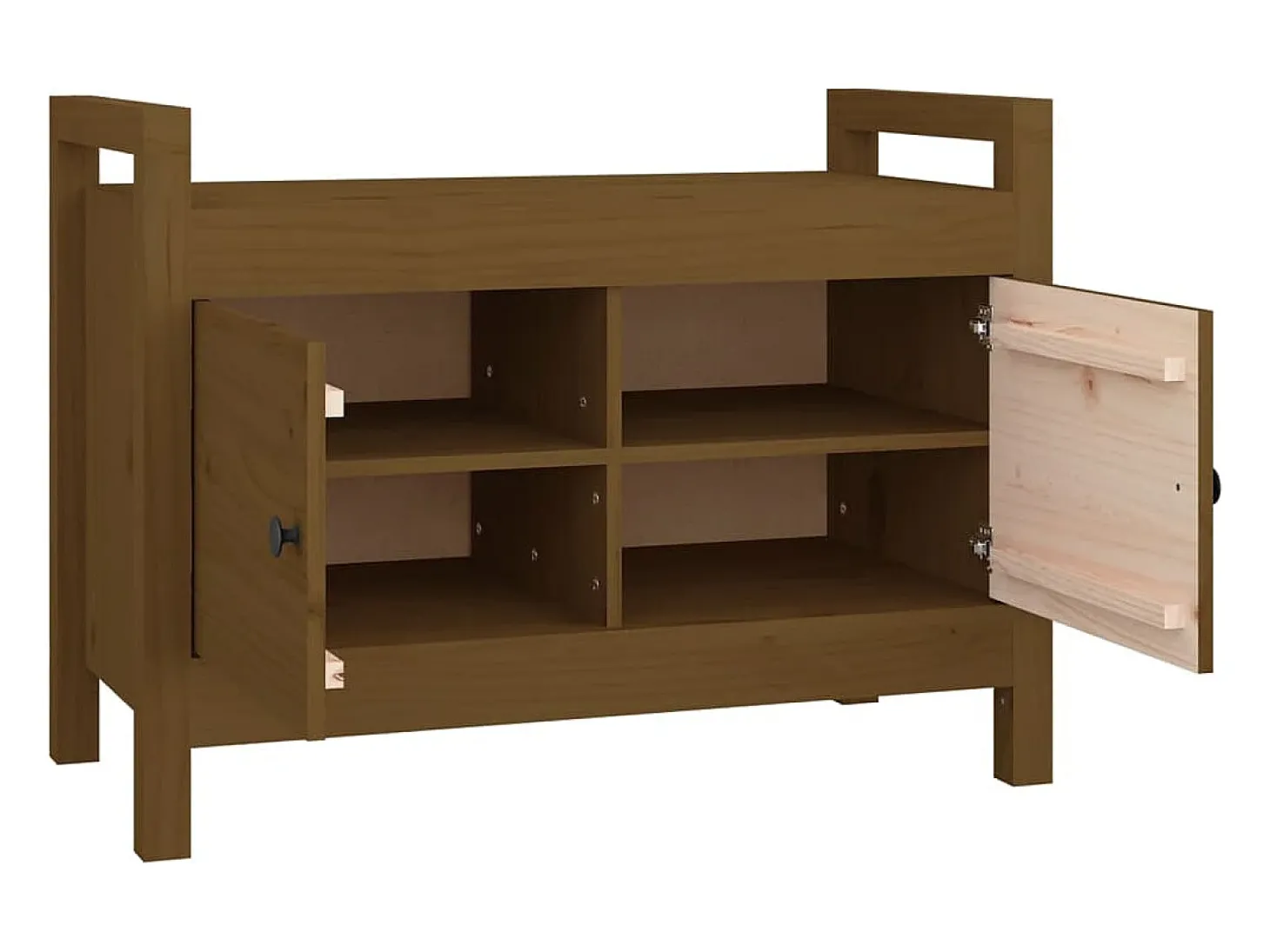 Banco de corredor 80x40x60 cm pinho maciço castanho mel