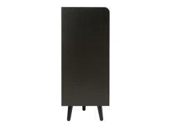 Banco de sapatos moderno com 4 portas e almofada - pernas e puxadores de metal - cor preta - 120 x 34 x 82 cm