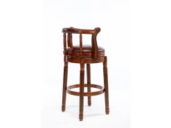 Banco giratório de bar - Assento em pele castanha - Cor nogueira 54,8x54,8x66cm