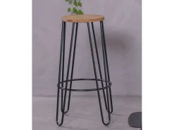 Banco Industrial em madeira de freixo (75cm) - Lisboa - Preto