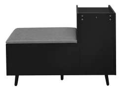 Banco moderno para sapatos - 100 x 34 x 68,5 cm - com 3 portas e almofada - aglomerado - preto