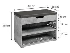 Banco para sapatos betão 60x30x45 rolfe