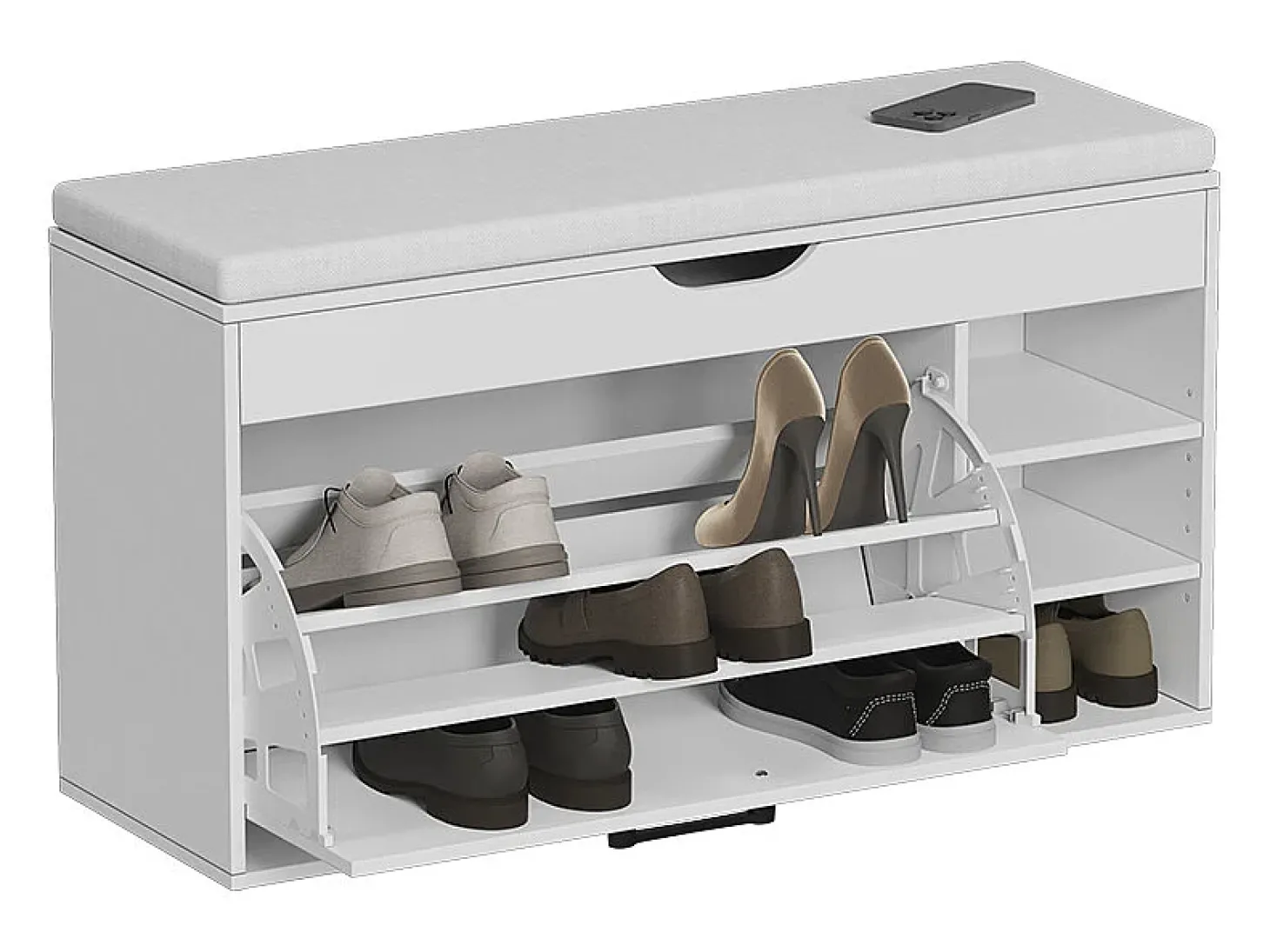 Banco para sapatos branco 90x30x50 solino
