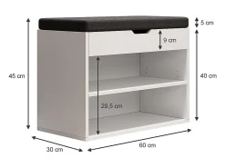 Banco para sapatos branco 60x30x45 titus