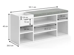Banco para sapatos branco 101.1x29.5x45 eleon